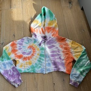 Cropped tie die zip up hoodie from dolls kill